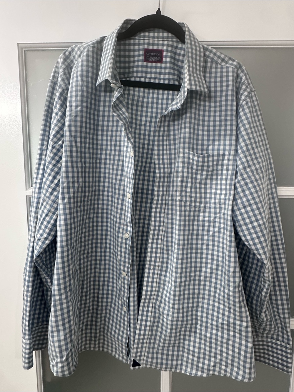 UNTUCKit Men’s XXL Blue White Gingham Check Long Sleeve Button Down Shirt